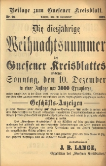 Beilage zum Gnesener Kreisblatt. 1899.11.30 Nr96