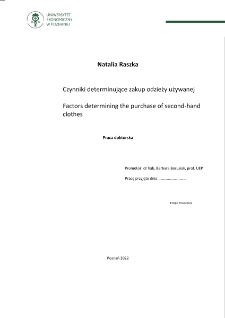 Czynniki determinujące zakup odzieży używanej