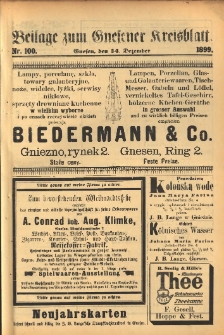 Beilage zum Gnesener Kreisblatt. 1899.12.14 Nr100