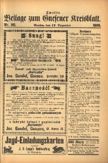 Zweite Beilage zum Gnesener Kreisblatt 1899.12.17 Nr101