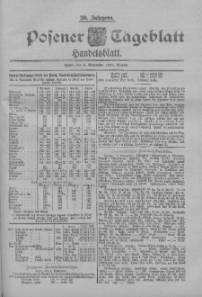Posener Tageblatt. Handelsblatt 1899.11.04 Jg.38 Nr521
