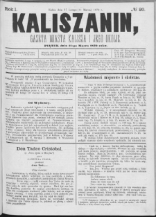 Kaliszanin : gazeta miasta Kalisza i jego okolic