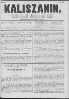 Kaliszanin : gazeta miasta Kalisza i jego okolic