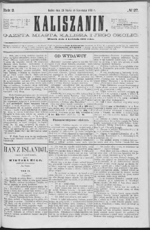 Kaliszanin : gazeta miasta Kalisza i jego okolic