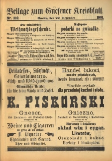 Beilage zum Gnesener Kreisblatt 1901.12.22 Nr102