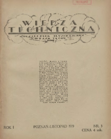 Wiedza Techniczna: miesięcznik ilustrowany Wojsk Technicznych Wielkopolskich 1919 listopad R.1 Nr3