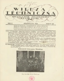 Wiedza Techniczna: miesięcznik ilustrowany Wojsk Technicznych Wielkopolskich 1920 styczeń/luty R.2 Z.1/2