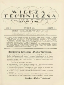Wiedza Techniczna: miesięcznik ilustrowany Wojsk Technicznych Wielkopolskich 1920 kwiecień R.2 Z.4