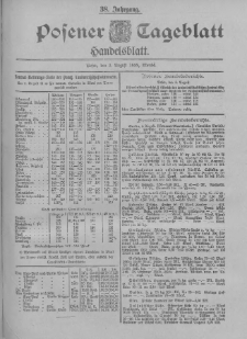 Posener Tageblatt. Handelsblatt 1899.08.03 Jg.38