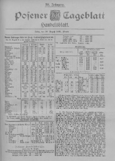 Posener Tageblatt. Handelsblatt 1899.08.30 Jg.38