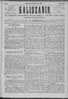 Kaliszanin : gazeta miasta Kalisza i jego okolic