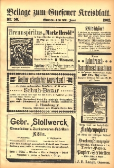 Beilage zum Gnesener Kreisblatt 1902.06.22 Nr50