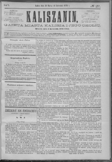 Kaliszanin : gazeta miasta Kalisza i jego okolic