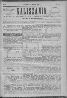 Kaliszanin : gazeta miasta Kalisza i jego okolic