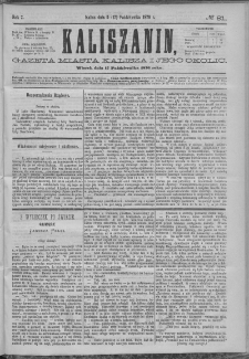 Kaliszanin : gazeta miasta Kalisza i jego okolic