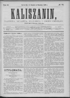 Kaliszanin : gazeta miasta Kalisza i jego okolic