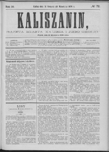 Kaliszanin : gazeta miasta Kalisza i jego okolic