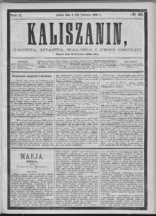 Kaliszanin : gazeta miasta Kalisza i jego okolic