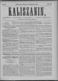 Kaliszanin : gazeta miasta Kalisza i jego okolic