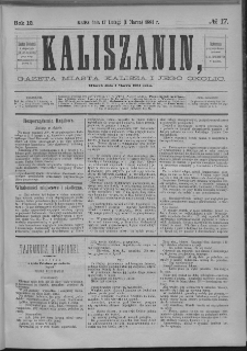 Kaliszanin : gazeta miasta Kalisza i jego okolic
