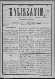 Kaliszanin : gazeta miasta Kalisza i jego okolic