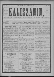 Kaliszanin : gazeta miasta Kalisza i jego okolic