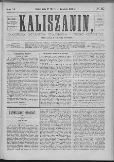 Kaliszanin : gazeta miasta Kalisza i jego okolic