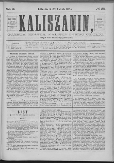 Kaliszanin : gazeta miasta Kalisza i jego okolic