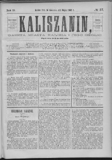 Kaliszanin : gazeta miasta Kalisza i jego okolic