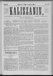 Kaliszanin : gazeta miasta Kalisza i jego okolic