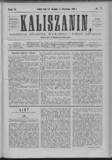 Kaliszanin : gazeta miasta Kalisza i jego okolic