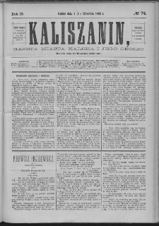 Kaliszanin : gazeta miasta Kalisza i jego okolic