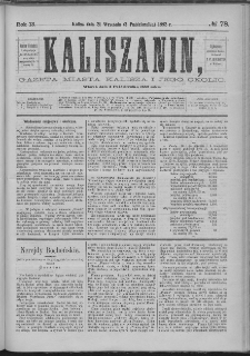 Kaliszanin : gazeta miasta Kalisza i jego okolic