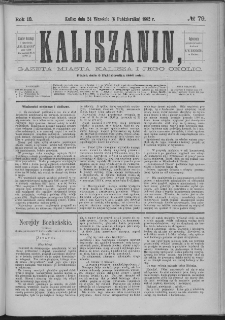 Kaliszanin : gazeta miasta Kalisza i jego okolic