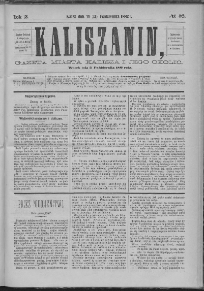 Kaliszanin : gazeta miasta Kalisza i jego okolic