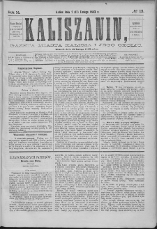 Kaliszanin : gazeta miasta Kalisza i jego okolic