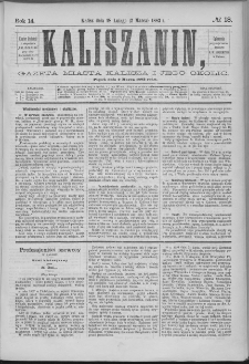 Kaliszanin : gazeta miasta Kalisza i jego okolic