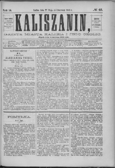 Kaliszanin : gazeta miasta Kalisza i jego okolic