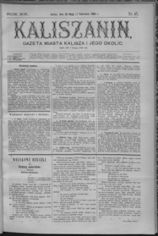 Kaliszanin : gazeta miasta Kalisza i jego okolic