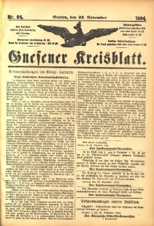 Gnesener Kreisblatt 1904.11.21 Nr94