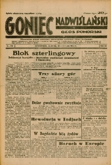 Goniec Nadwiślański: Głos Pomorski: Niezależne pismo poranne, poświęcone sprawom stanu średniego 1933.07.30 R.9 Nr173
