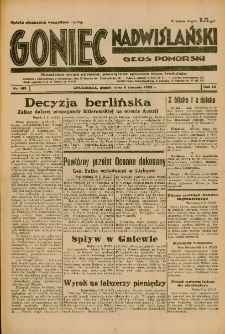 Goniec Nadwiślański: Głos Pomorski: Niezależne pismo poranne, poświęcone sprawom stanu średniego 1933.08.11 R.9 Nr183