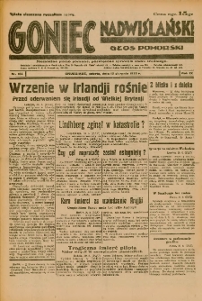 Goniec Nadwiślański: Głos Pomorski: Niezależne pismo poranne, poświęcone sprawom stanu średniego 1933.08.12 R.9 Nr184