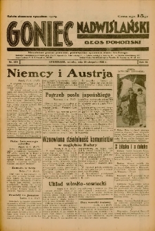 Goniec Nadwiślański: Głos Pomorski: Niezależne pismo poranne, poświęcone sprawom stanu średniego 1933.09.19 R.9 Nr189