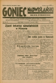 Goniec Nadwiślański: Głos Pomorski: Niezależne pismo poranne, poświęcone sprawom stanu średniego 1933.09.13 R.9 Nr210