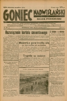 Goniec Nadwiślański: Głos Pomorski: Niezależne pismo poranne, poświęcone sprawom stanu średniego 1933.09.20 R.9 Nr216