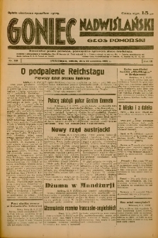 Goniec Nadwiślański: Głos Pomorski: Niezależne pismo poranne, poświęcone sprawom stanu średniego 1933.09.23 R.9 Nr219
