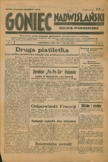 Goniec Nadwiślański: Głos Pomorski: Niezależne pismo poranne, poświęcone sprawom stanu średniego 1934.01.03 R.10 Nr1