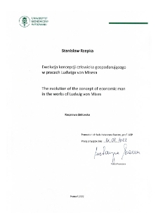 Ewolucja koncepcji człowieka gospodarującego w pracach Ludwiga von Misesa