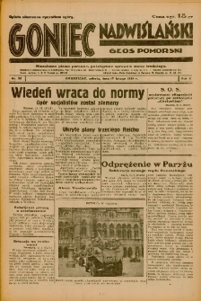 Goniec Nadwiślański: Głos Pomorski: Niezależne pismo poranne, poświęcone sprawom stanu średniego 1934.02.17 R.10 Nr38